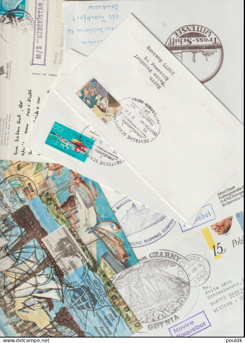 100 Covers With Ships As A Theme, Either Stamps Or Postmarks. Postal Weight 0,54 Kg. Please Read Sales Conditions Under - Schiffe