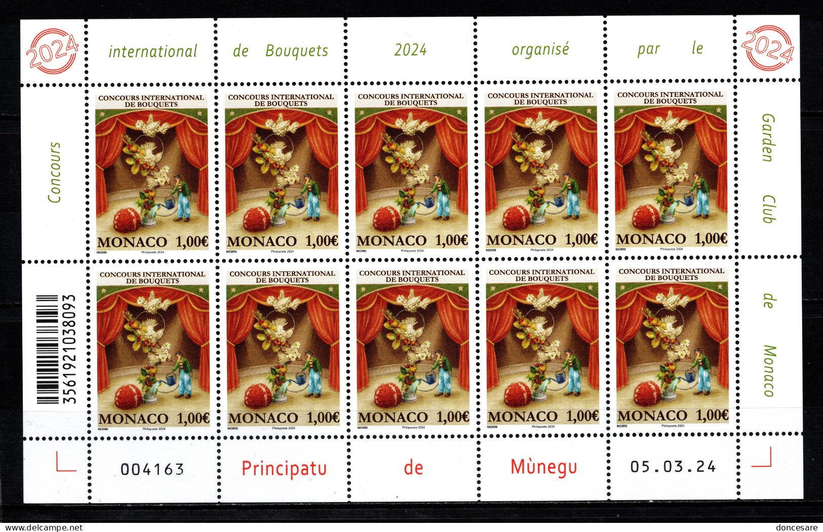 MONACO 2024 / FEUILLE DE 10 TP / CONCOURS INTERNATIONAL DE BOUQUETS - NEUFS ** - Blocks & Sheetlets