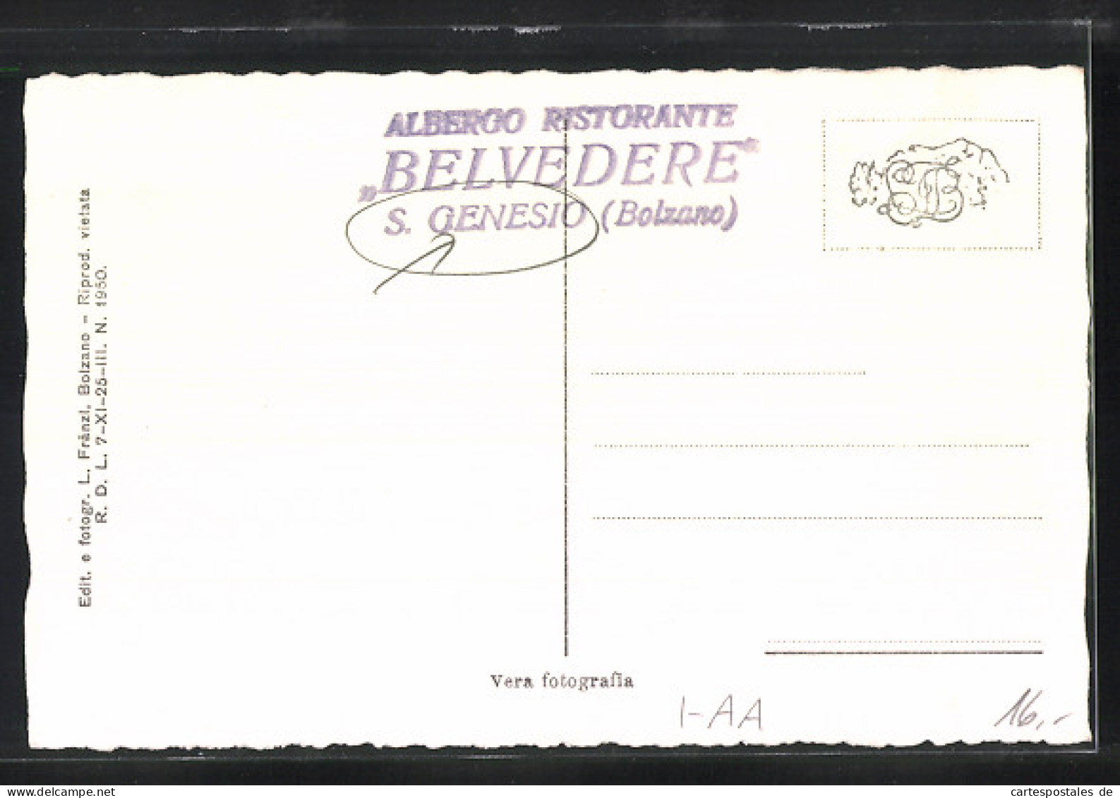 Cartolina S. Genesio, Albergo E Ristorante Belvedere  - Other & Unclassified