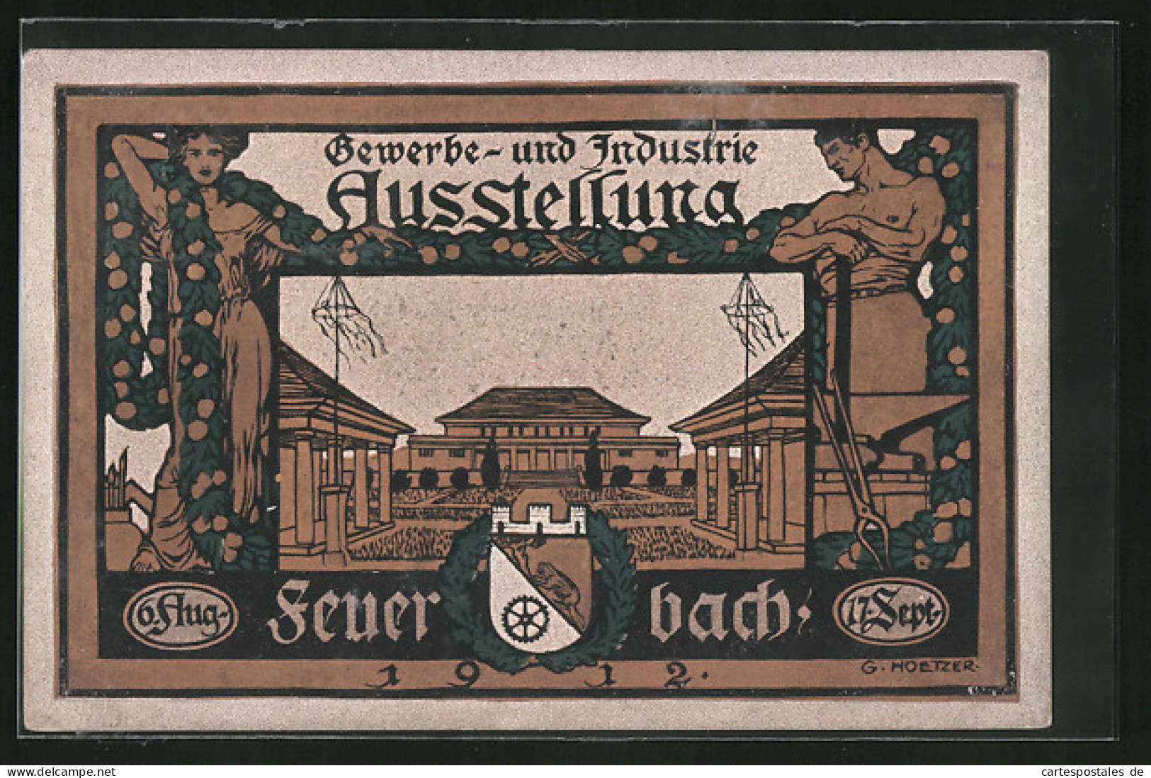 Künstler-AK Stuttgart, Ganzsache PP27C157: Feuerbach, Gewerbe- Und Industrie-Ausstellung 1912  - Exhibitions