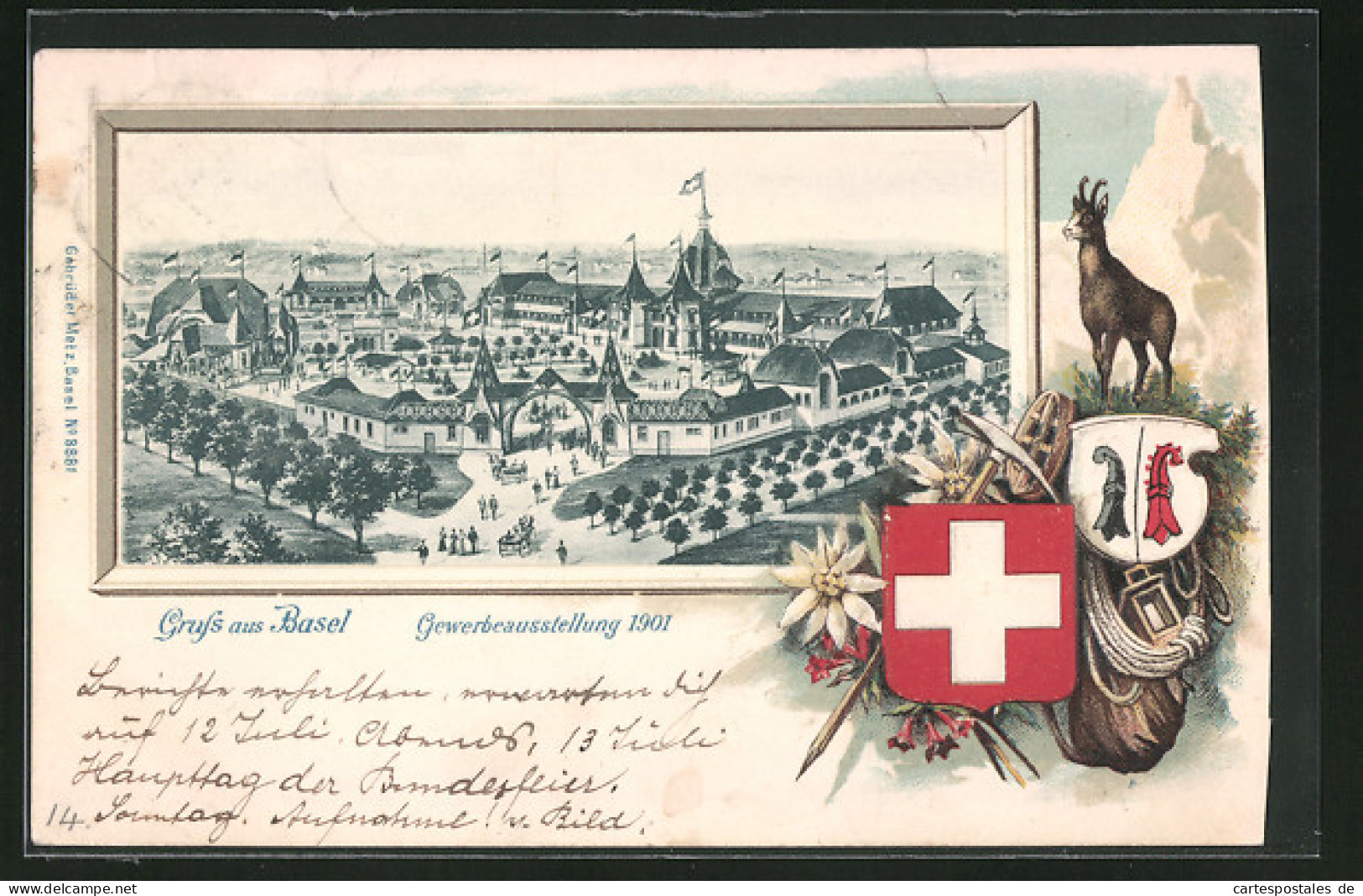AK Basel, Gewerbe-Ausstellung 1901, Ausstellungsgelände Aus Der Vogelschau  - Expositions