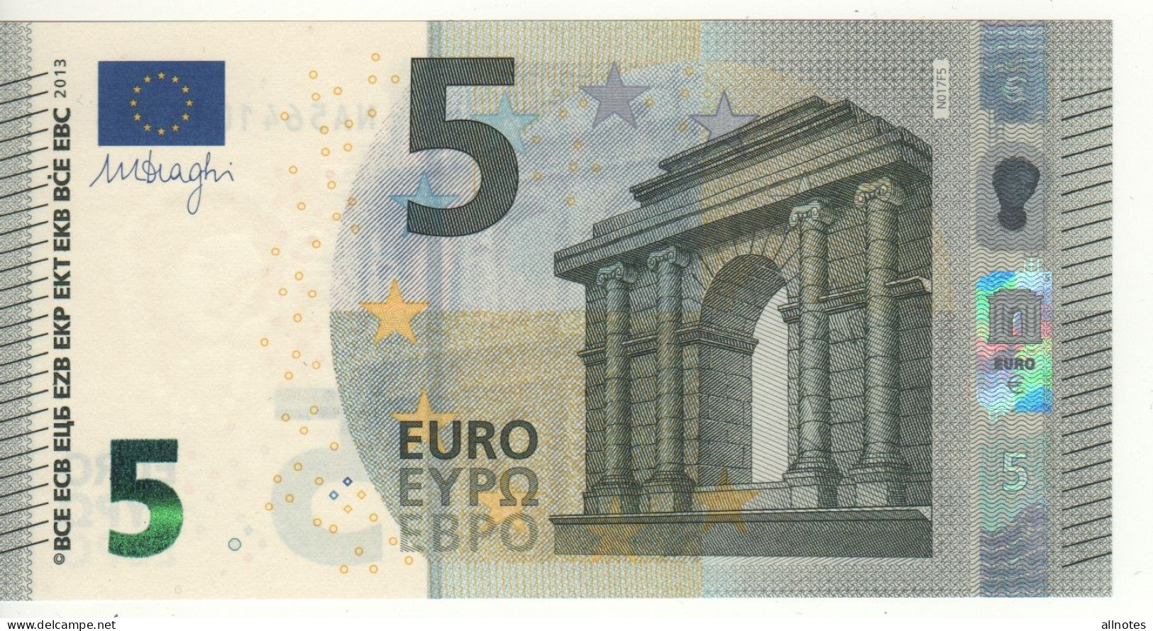 5 EURO  "Austria"     DRAGHI    N 017 F5     NA5641015375  /  FDS - UNC - 5 Euro