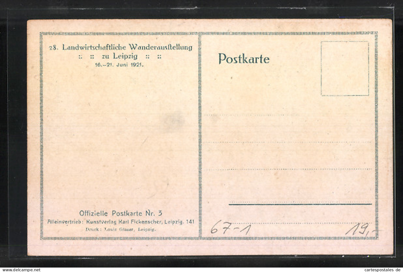 Künstler-AK Leipzig, 28. Landwirtschaftliche Wanderausstellung 1921  - Tentoonstellingen