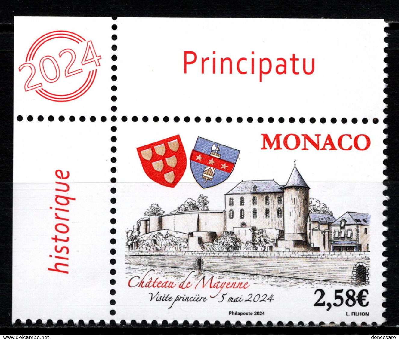 MONACO 2024 - SITE HISTORIQUE GRIMALDI DE MONACO - MAYENNE - NEUF ** - Unused Stamps