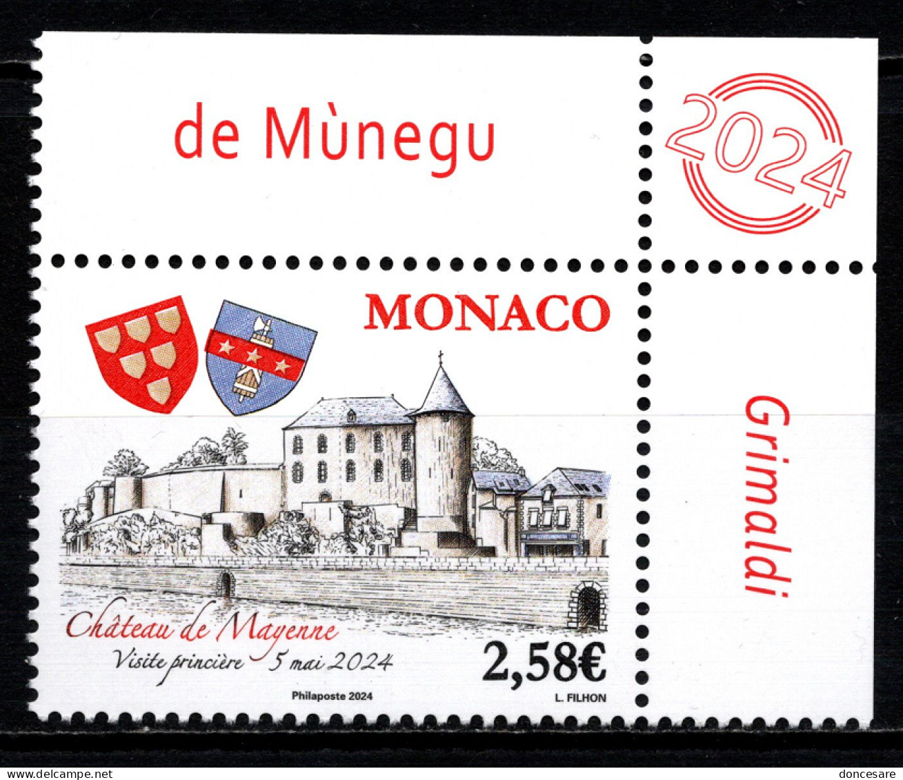 MONACO 2024 - SITE HISTORIQUE GRIMALDI DE MONACO - MAYENNE - NEUF ** - Neufs