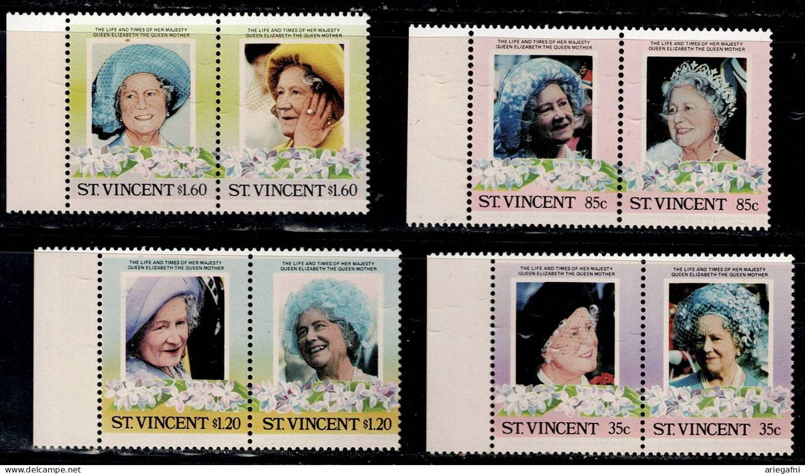 ST. VINCENT 1985 BIRTHDAY OF QUEEN MOTHER ELISABETH MI No 848-55 MNH VF !! - Antigua Et Barbuda (1981-...)