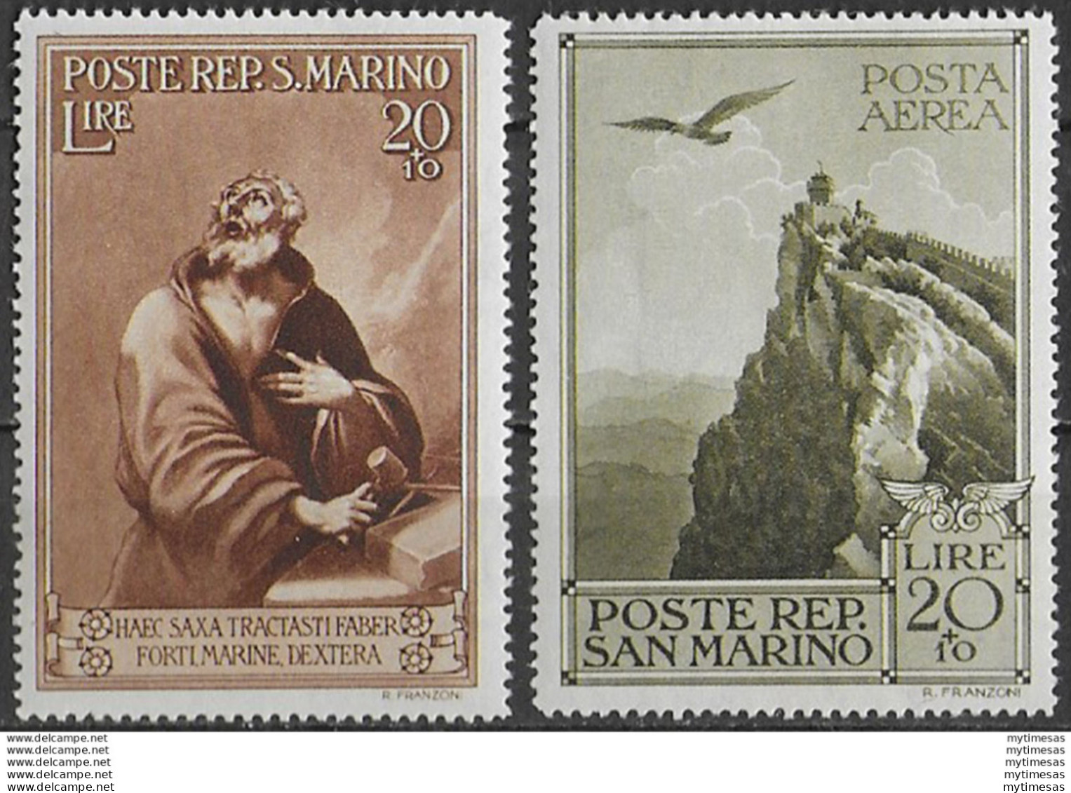 1944 San Marino Case Popolari 2v. MNH Sass N. 277+A48 - Altri & Non Classificati