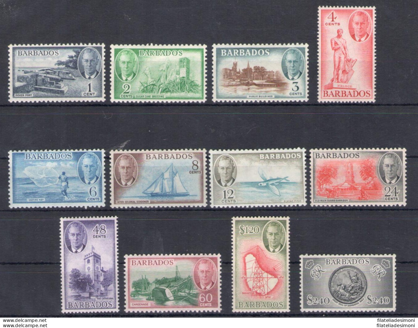 1950 BARBADOS, Stanley Gibbons N. 271-282 - George VI. - MH* - Otros & Sin Clasificación