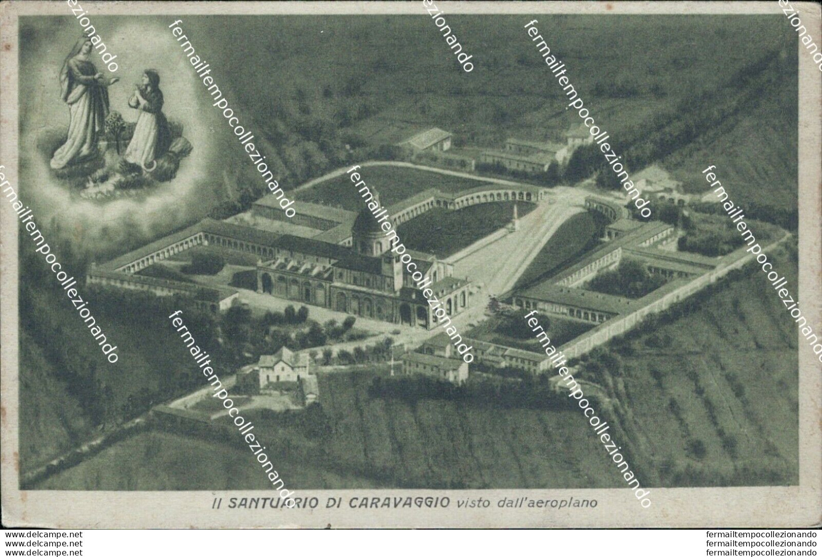 Bs9 Cartolina Il Santuario Di Caravaggio Visto Dall'aeroplano Bergamo Lombardia - Bergamo