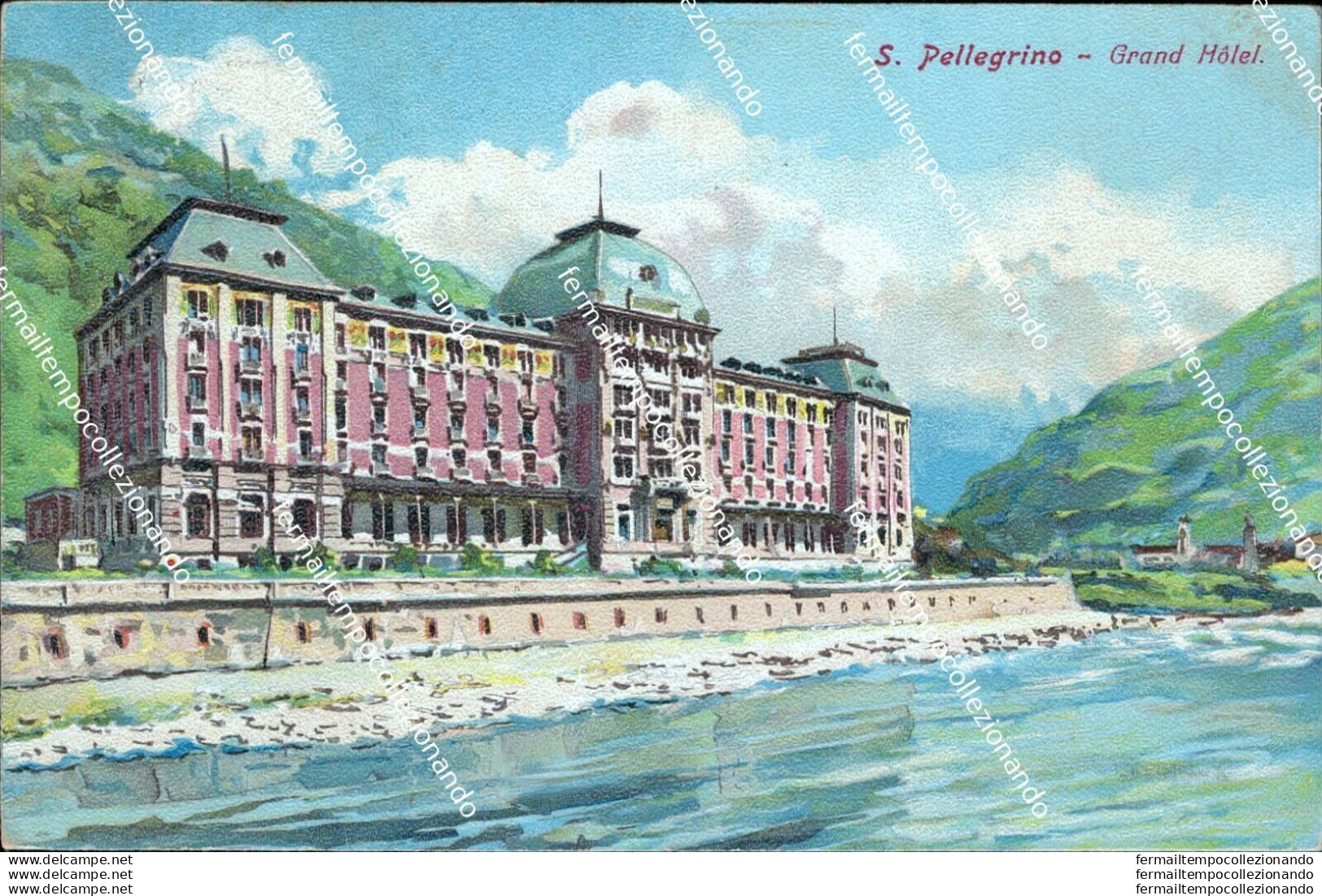 Bs77 Cartolina San Pellegrino Grand Hotel 1917 Provincia Di Bergamo Lombardia - Bergamo