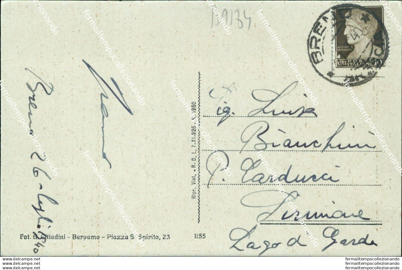 Ba184 Cartolina Breno Caserma Artiglieria Brescia Lombardia 1940 - Brescia