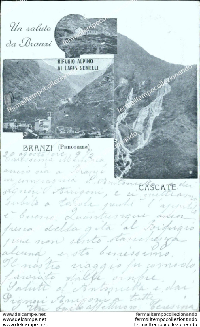 Bs256 Cartolina Un Saluto Da Branzi 1904  Provincia Di Bergamo Lombardia - Bergamo