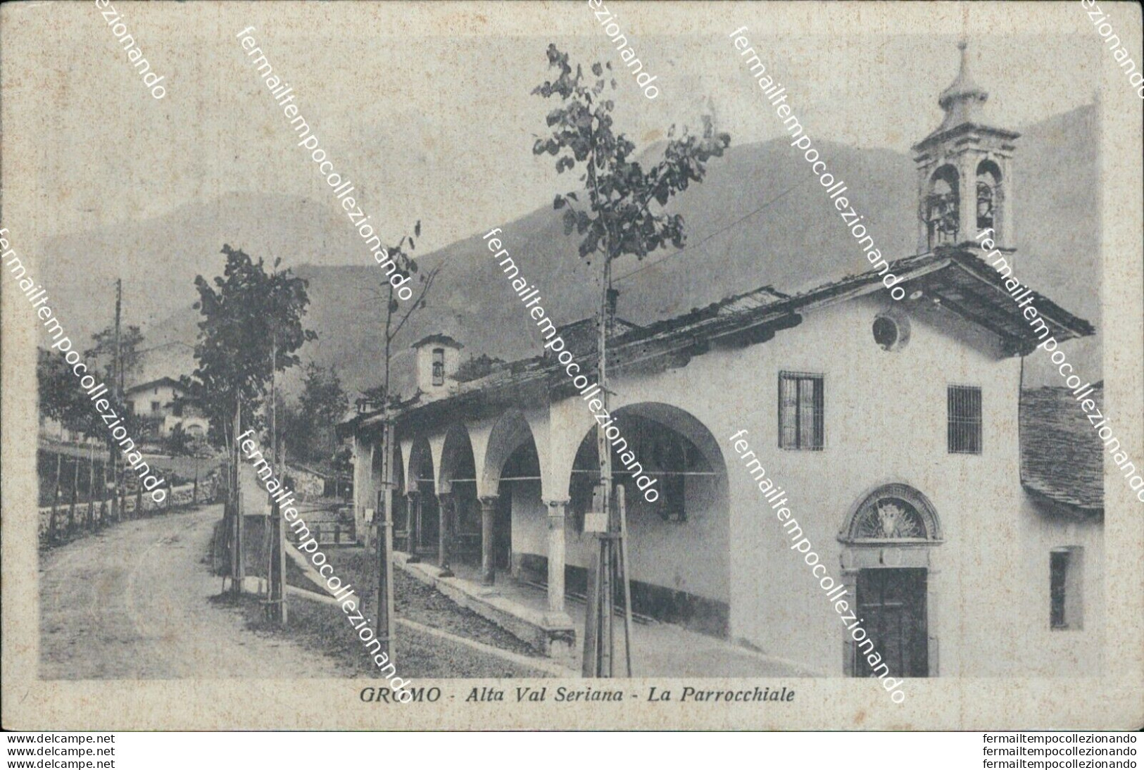 Bs283 Cartolina Gromo Alto Val Seriana La Parrocchiale Bergamo Lombardia - Bergamo