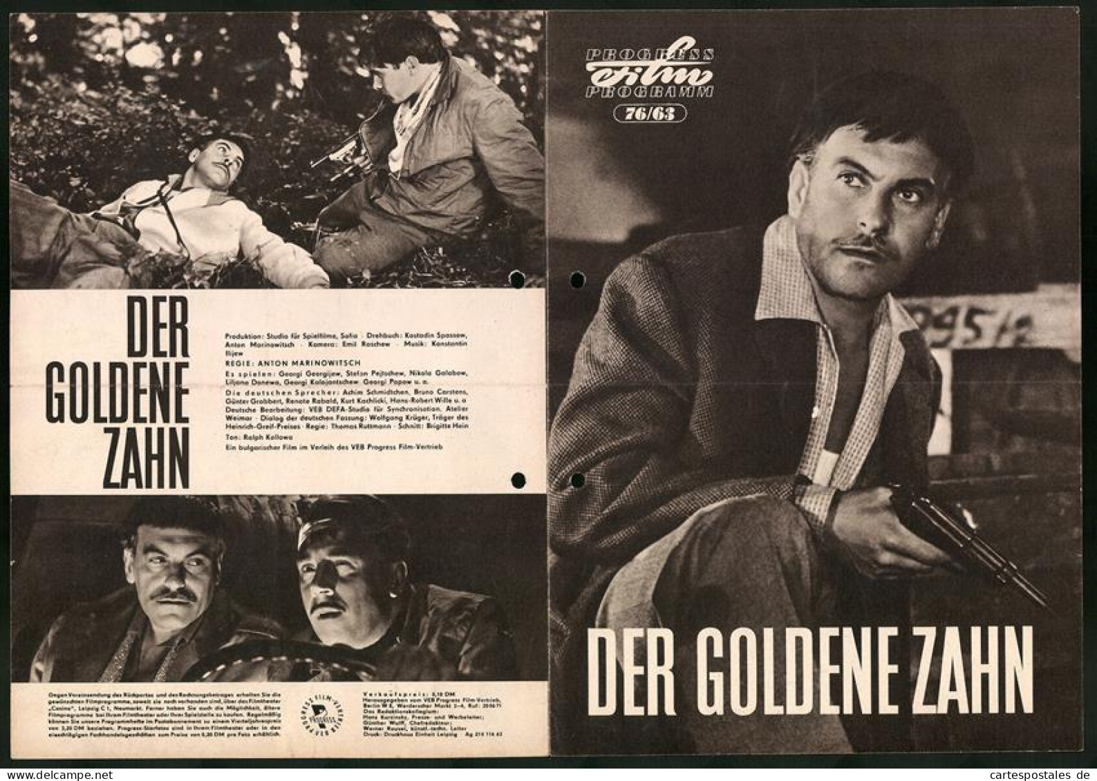Filmprogramm PFP Nr. 76 /63, Der Goldene Zahn, Georgi Georgijew, Stefan Pejtschew, Regie: Anton Marinowitsch  - Revistas