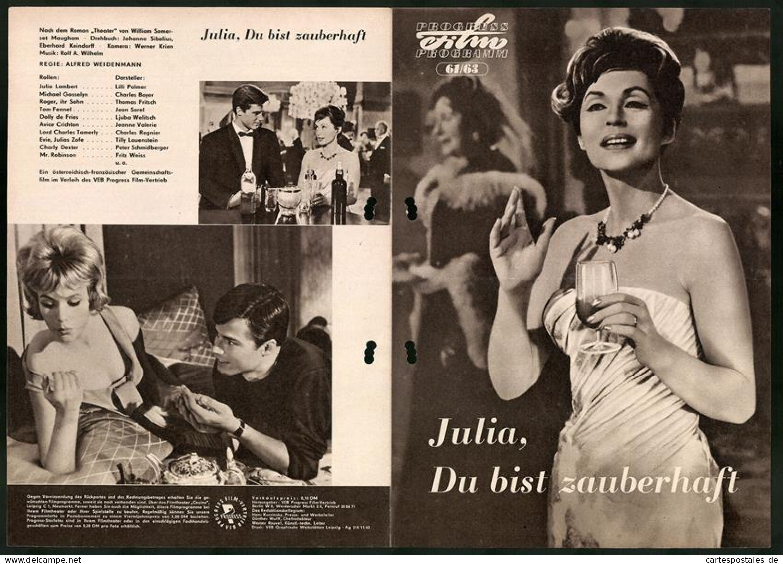 Filmprogramm PFP Nr. 61 /63, Julia, Du Bist Zauberhaft, Lilli Palmer, Charles Boyer, Regie: Alfred Weidenmann  - Zeitschriften