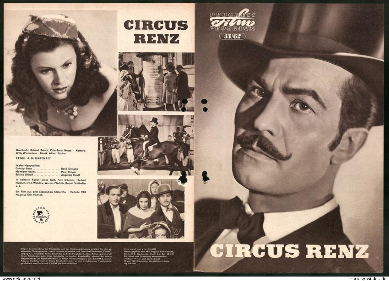 Filmprogramm PFP Nr. 33 /62, Circus Renz, René Deltgen, Paul Klinger, Regie: A. M. Rabenalt  - Zeitschriften