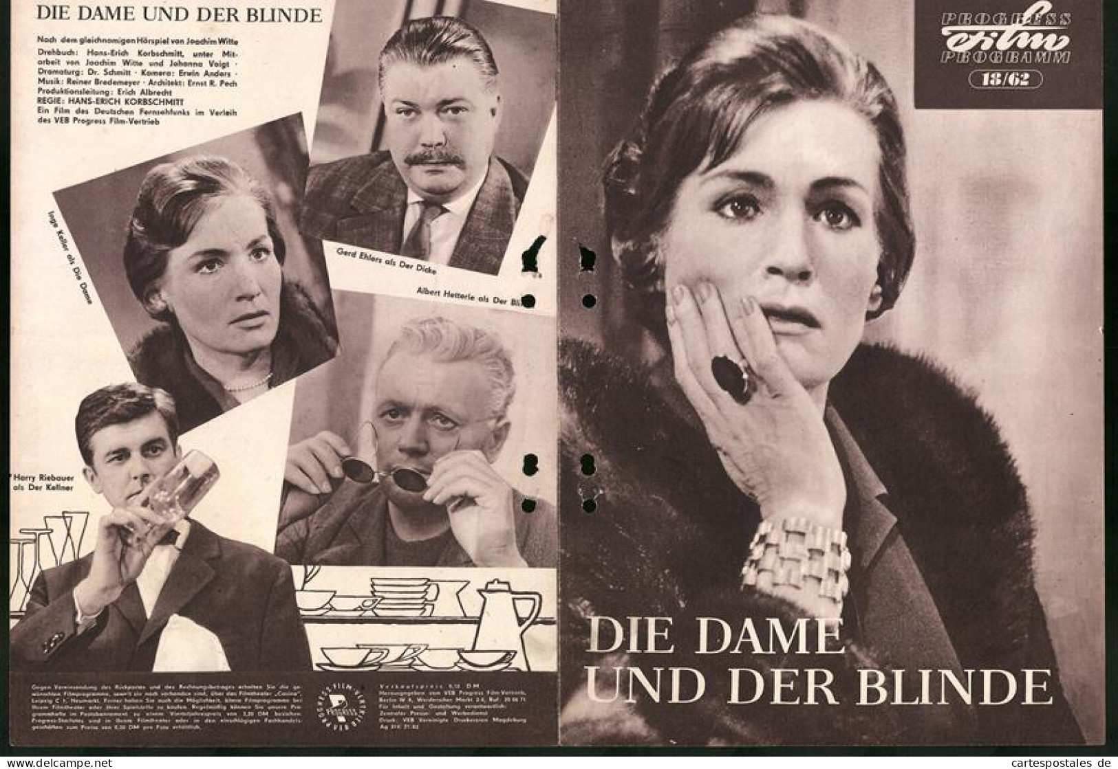 Filmprogramm PFP Nr. 18 /62, Die Dame Und Der Blinde, Inge Keller, Gerd Ehlers, Regie: Hans-Heinrich Korbschmitt  - Revistas