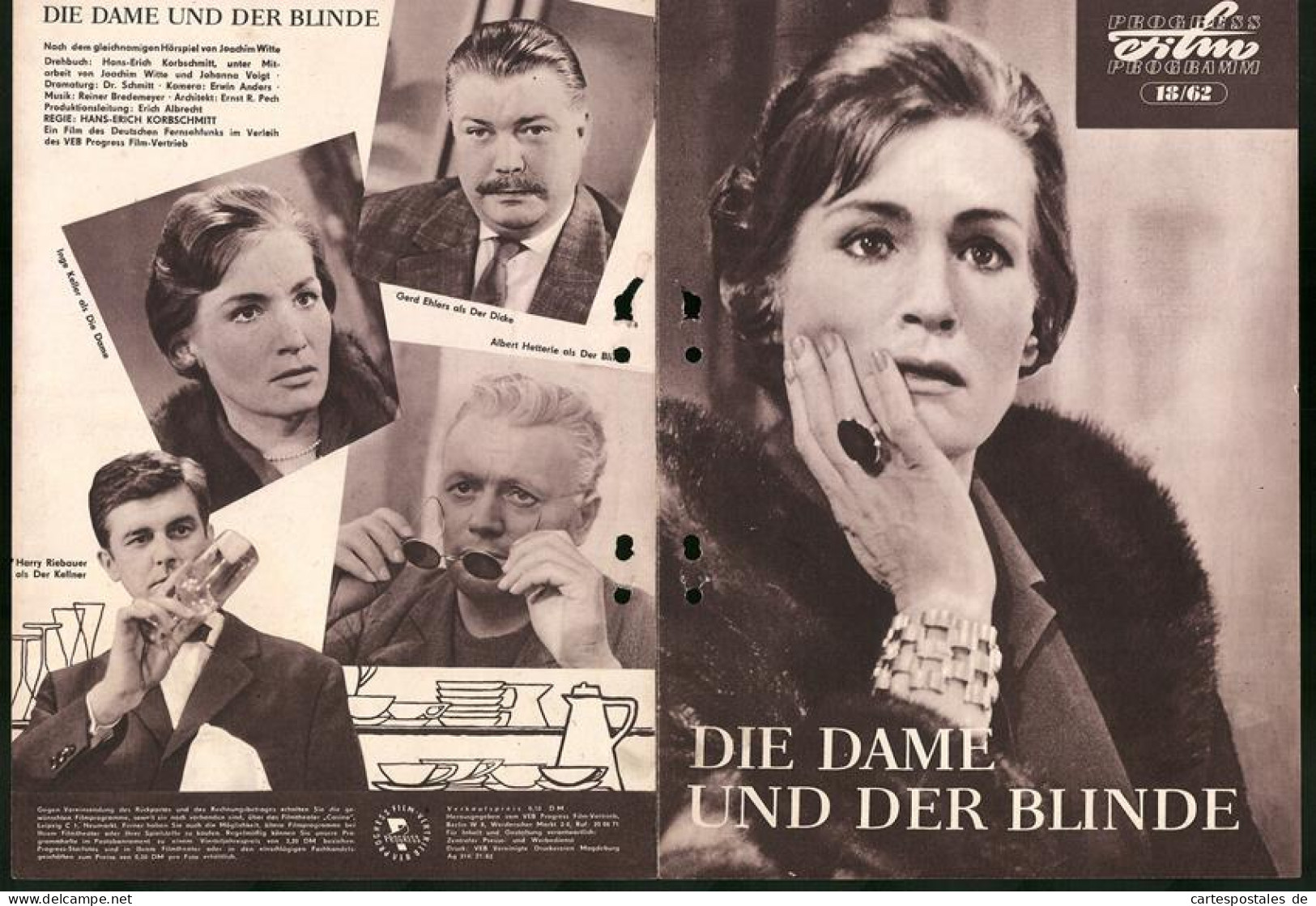 Filmprogramm PFP Nr. 18 /62, Die Dame Und Der Blinde, Inge Keller, Gerd Ehlers, Regie: Hans-Heinrich Korbschmitt  - Zeitschriften