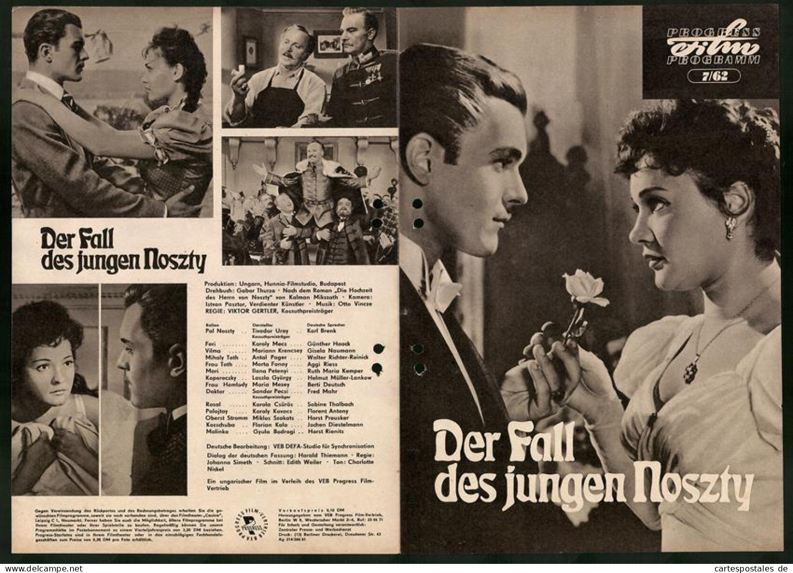 Filmprogramm PFP Nr. 7 /62, Der Fall Des Jungen Noszty, Tivadar Uray, Karoly Mecs, Regie: Viktor Gertler  - Revistas