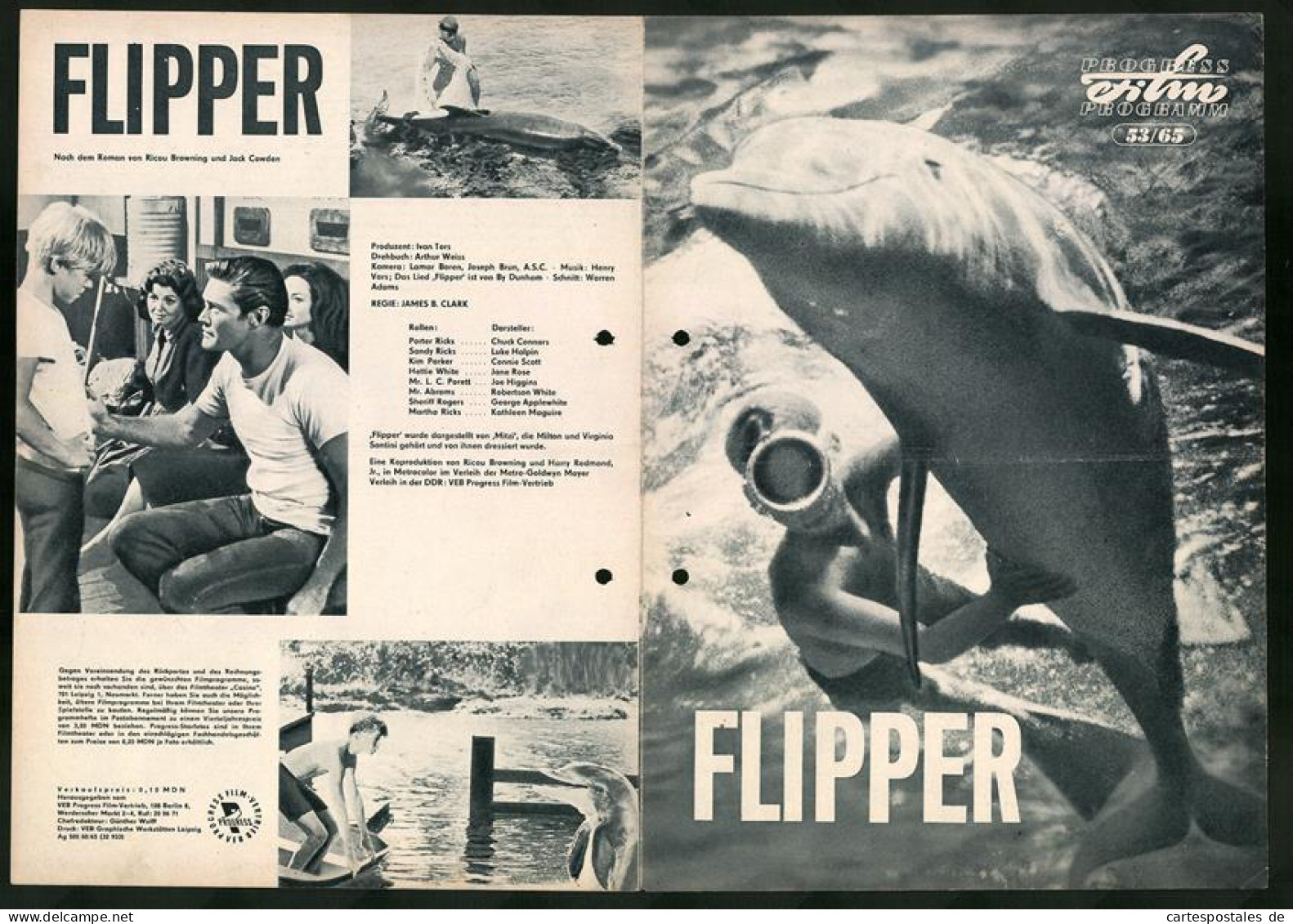 Filmprogramm PFP Nr. 53 /65, Flipper, Chuck Connors, Luke Halpin, Regie: James B. Clark  - Magazines