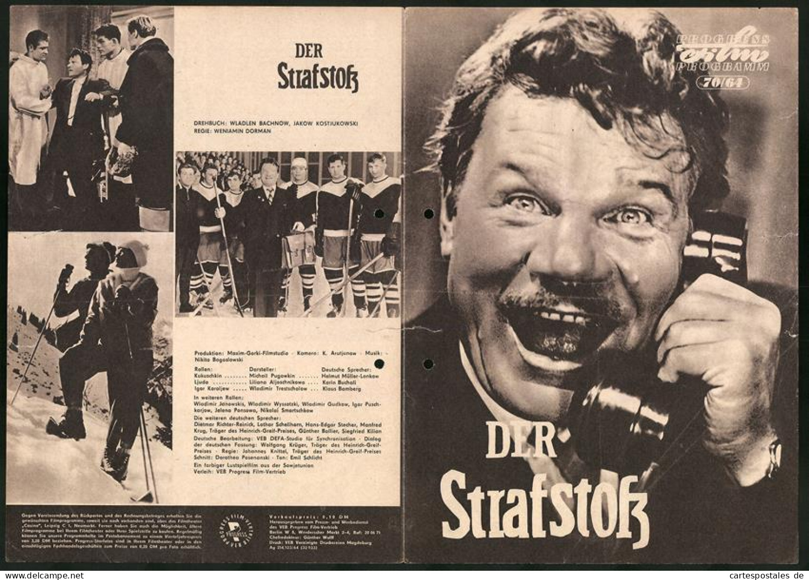 Filmprogramm PFP Nr. 70 /64, Der Strafstoss, Michail Pugowkin, Liliana Aljoschnikowa, Regie: Weniamin Dorman  - Magazines