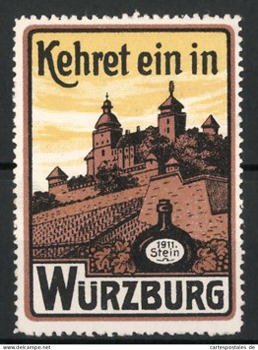 Reklamemarke Würzburg, Schloss-Ansicht, Flaschen 1911 Stein  - Erinnophilie