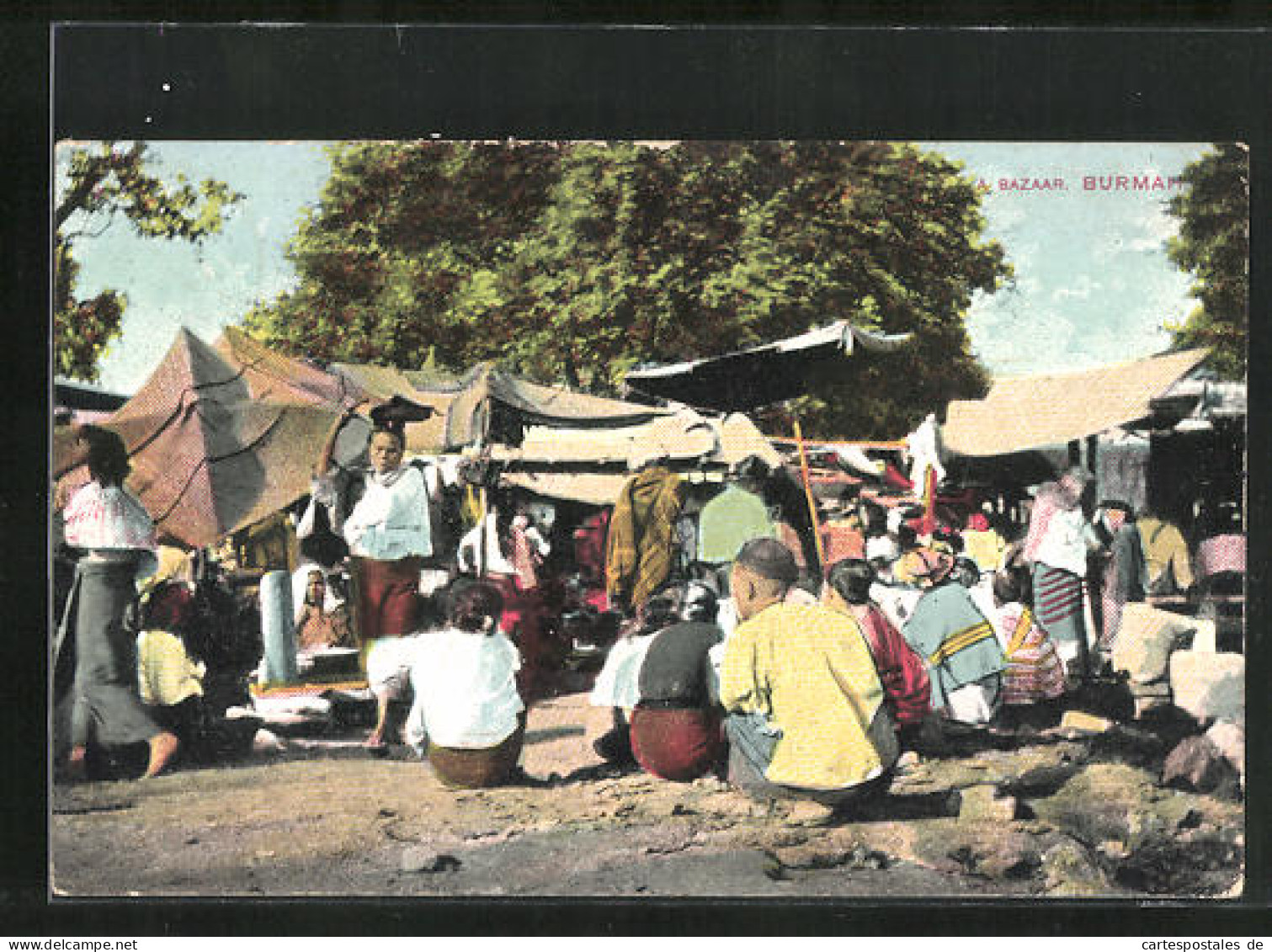 AK Burmah, A Bazaar, Burmesischer Markt  - Zonder Classificatie