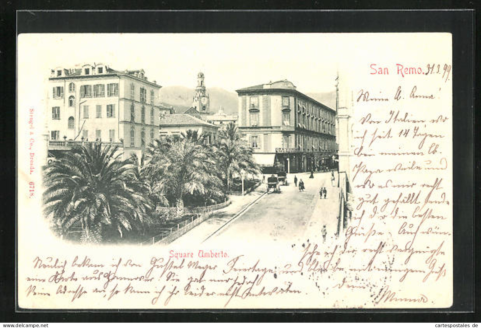 Cartolina San Remo, Square Umberto  - San Remo