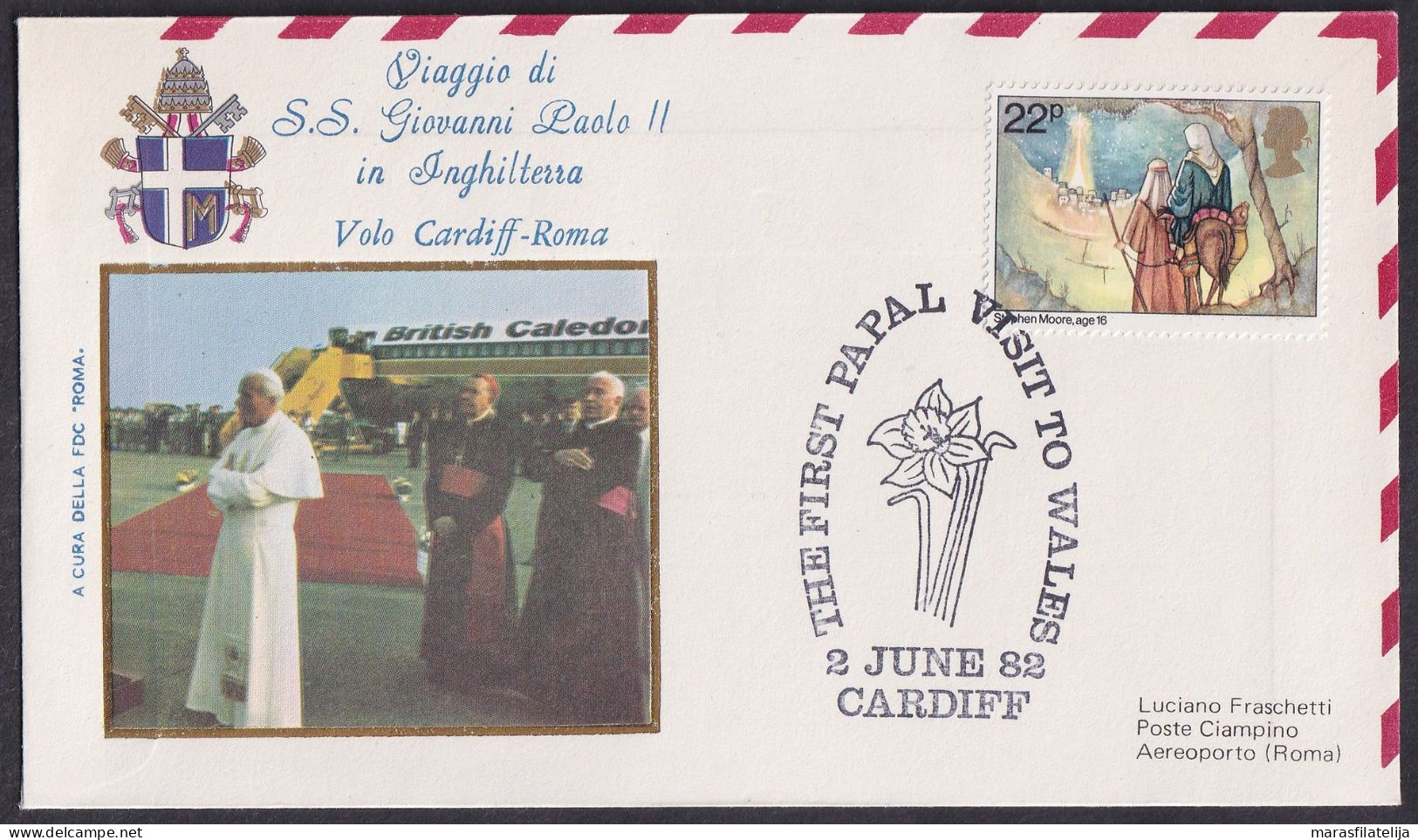 Vatican Great Britain 1982, Pope Paul John II Visit - Cardiff, Special Cover - Andere & Zonder Classificatie