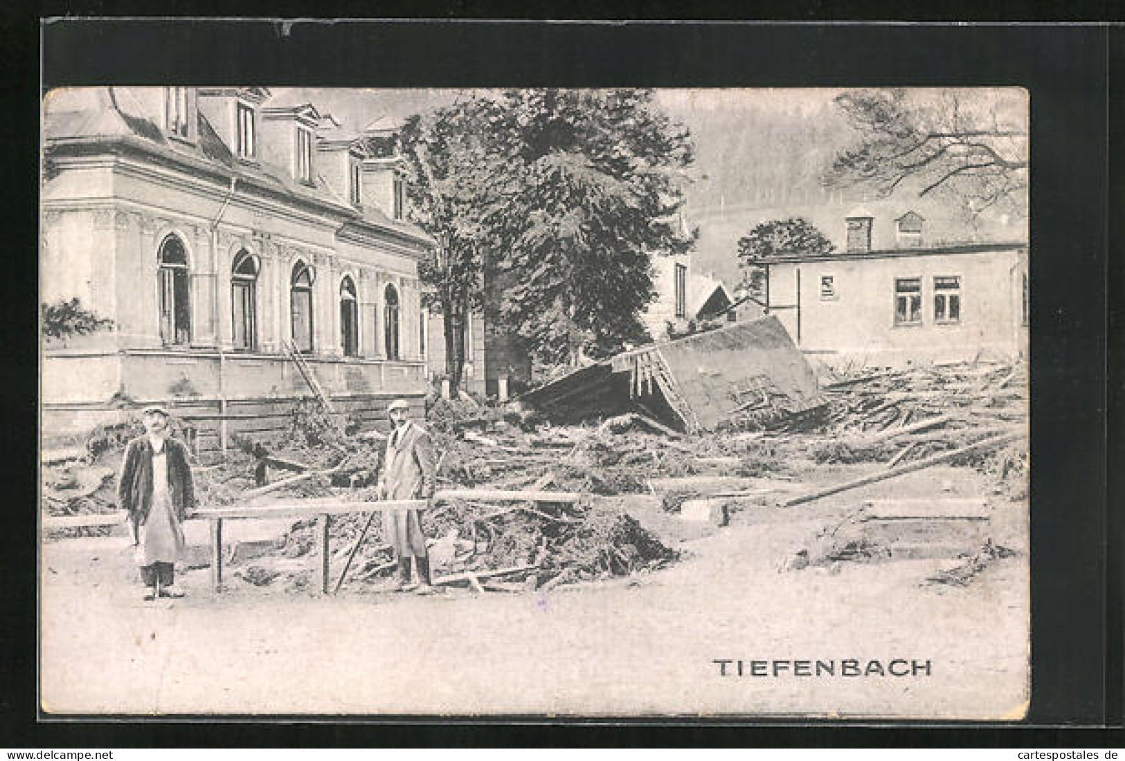 AK Tiefenbach, Zerstörtes Wohnhaus Durch Hochwasser  - Tschechische Republik