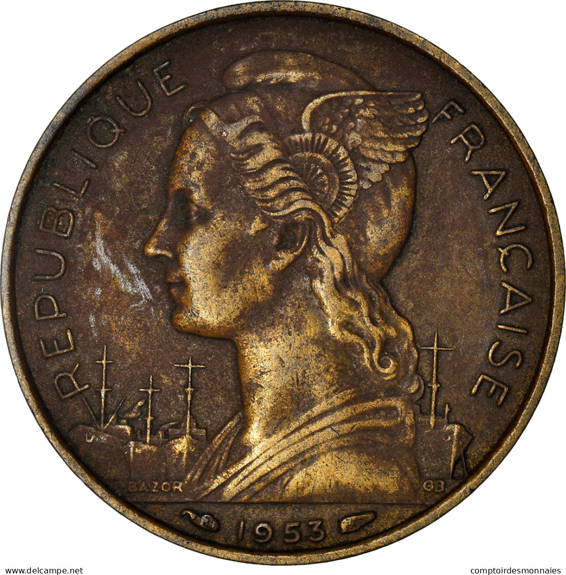 Monnaie, Madagascar, 20 Francs, 1953, Paris, TTB, Aluminum-Bronze, KM:7 - Madagaskar