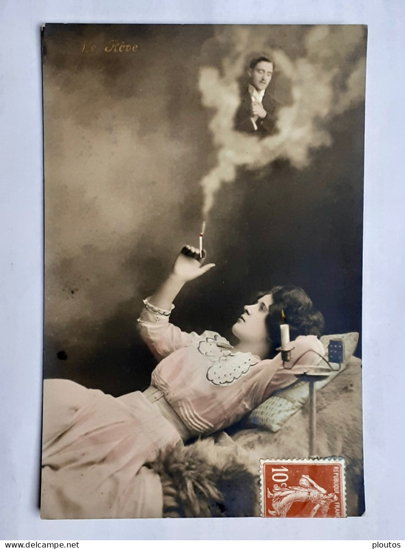 Lot 5 Cartes. Portrait De Femme. Fumeuse. - Autres & Non Classés