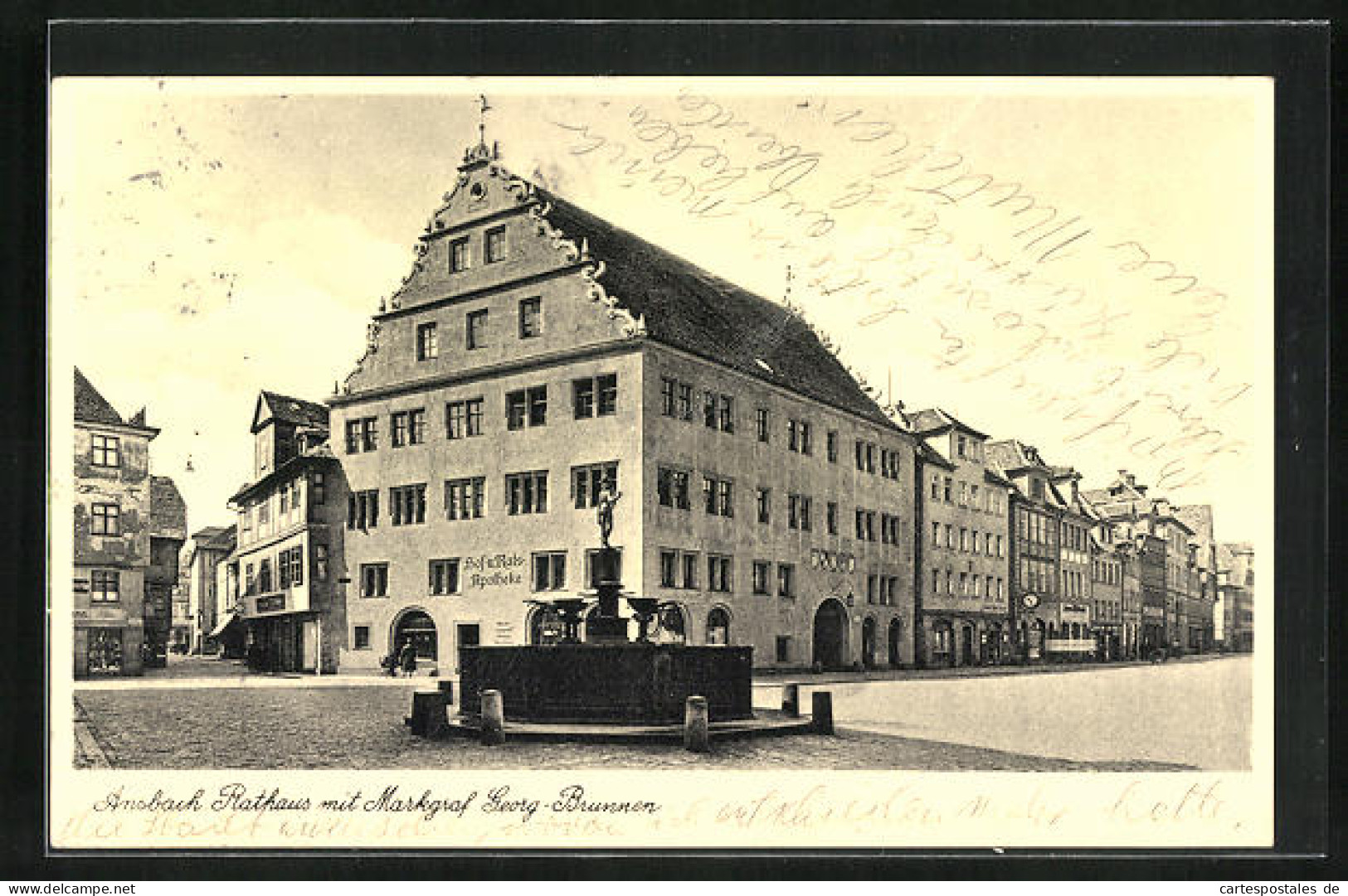 AK Ansbach, Rathaus Mit Markgraf Georg Brunnen  - Ansbach