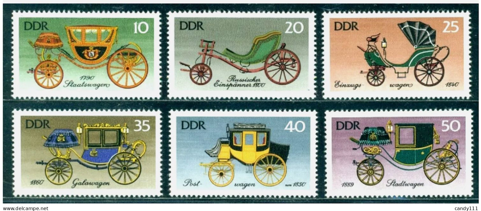 1976 Historic Carriage,Post Wagon,City Car,Russian One-horse,DDR,2147,MNH - Sonstige (Land)