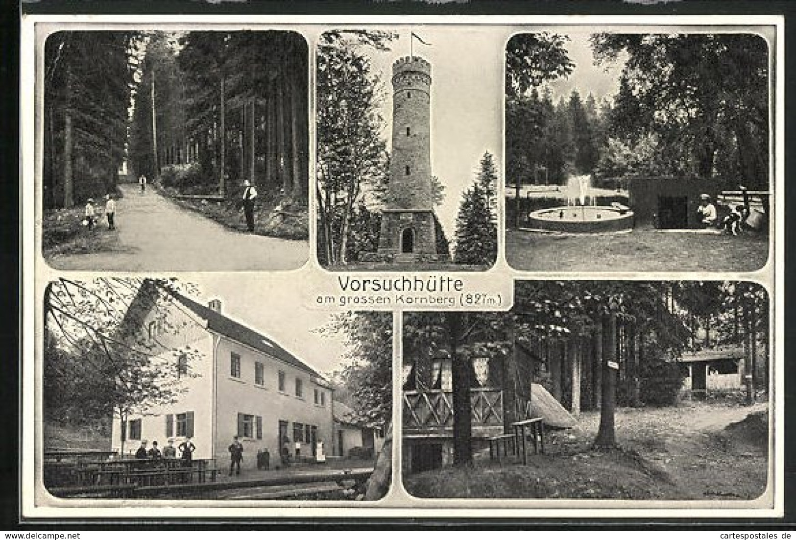 AK Kirchenlamitz, Forsthaus Vorsuchhütte, Aussichtsturm Am Kornberg  - Caza