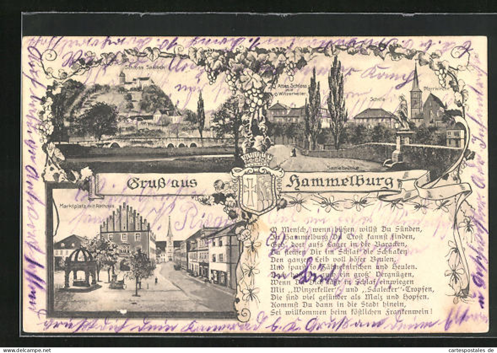 AK Hammelburg, Schloss Saaleck, Marktplatz Mit Rathaus, Ortspartie  - Hammelburg