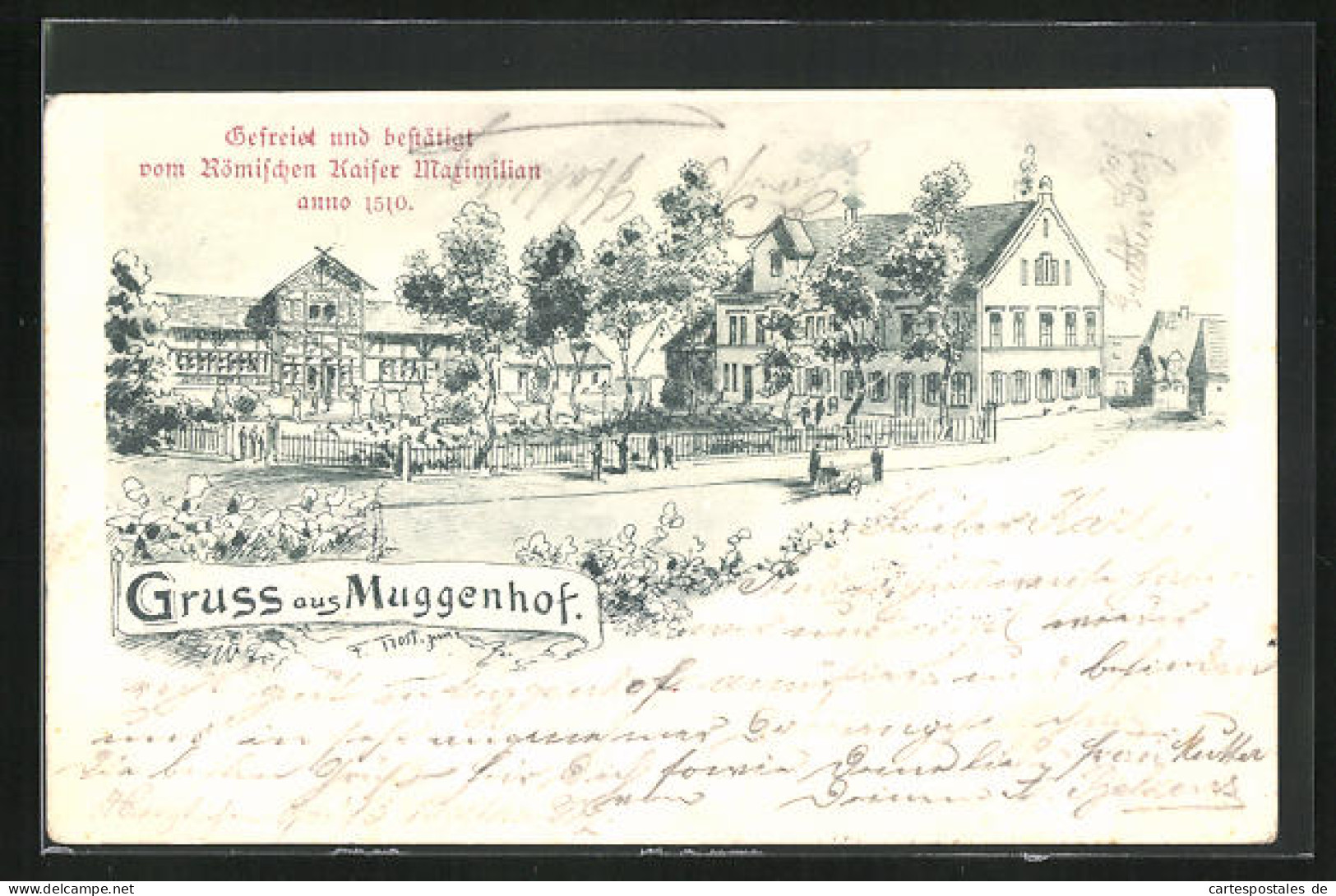 Lithographie Muggenhof, Grosses Anwesen  - Sonstige & Ohne Zuordnung