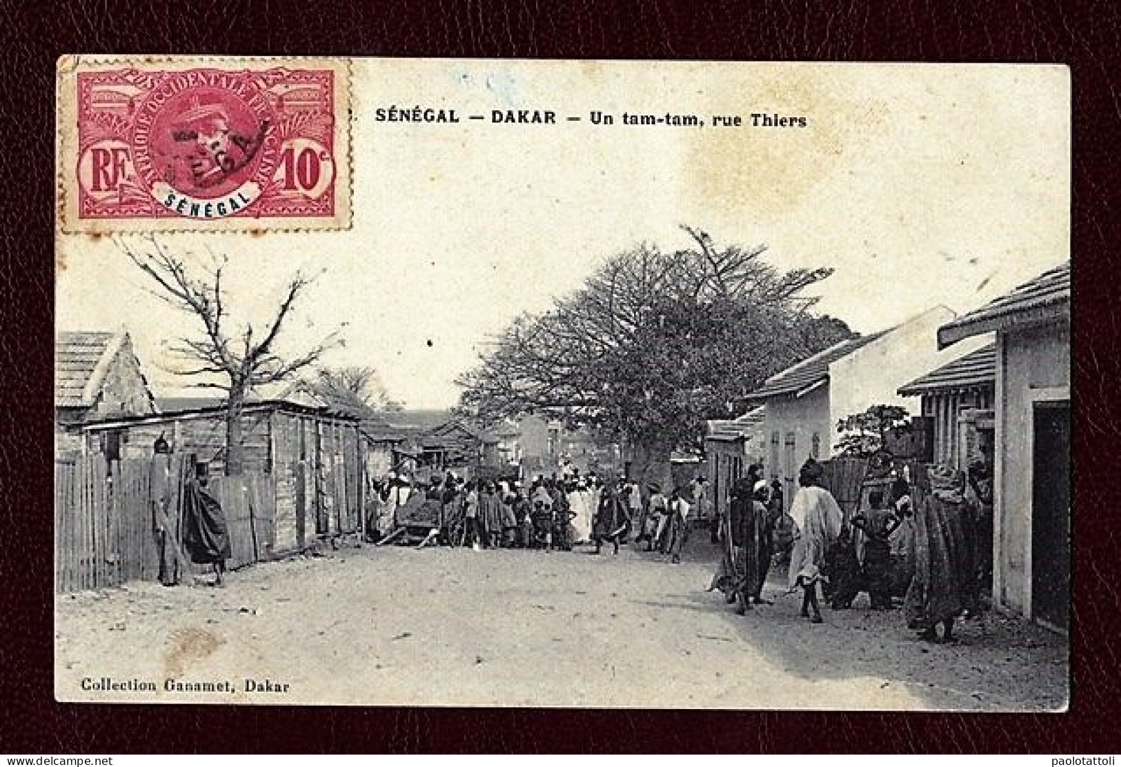 Senegal, Dakar. Un Tam-tam, Rue Thiers. Stamped. Small Size, Verso Divided. Ed. Collection Ganamet. - Sénégal
