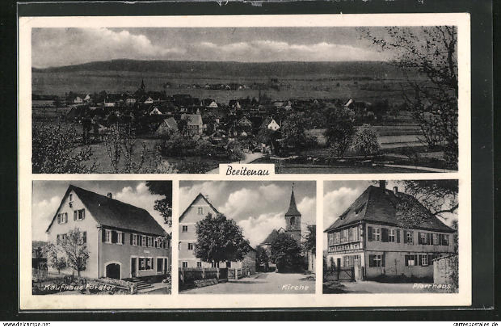 AK Breitenau, Kaufhaus Förster, Pfarrhaus, Kirche, Gesamtansicht  - Autres & Non Classés