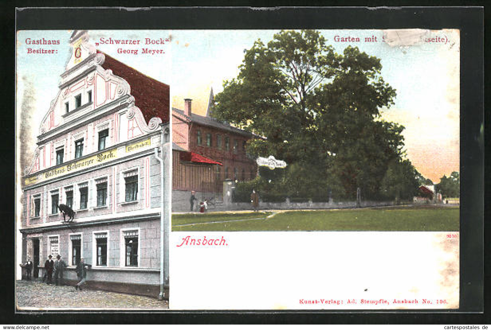 AK Ansbach, Gasthaus Schwarzer Bock, Gartenpartie  - Ansbach