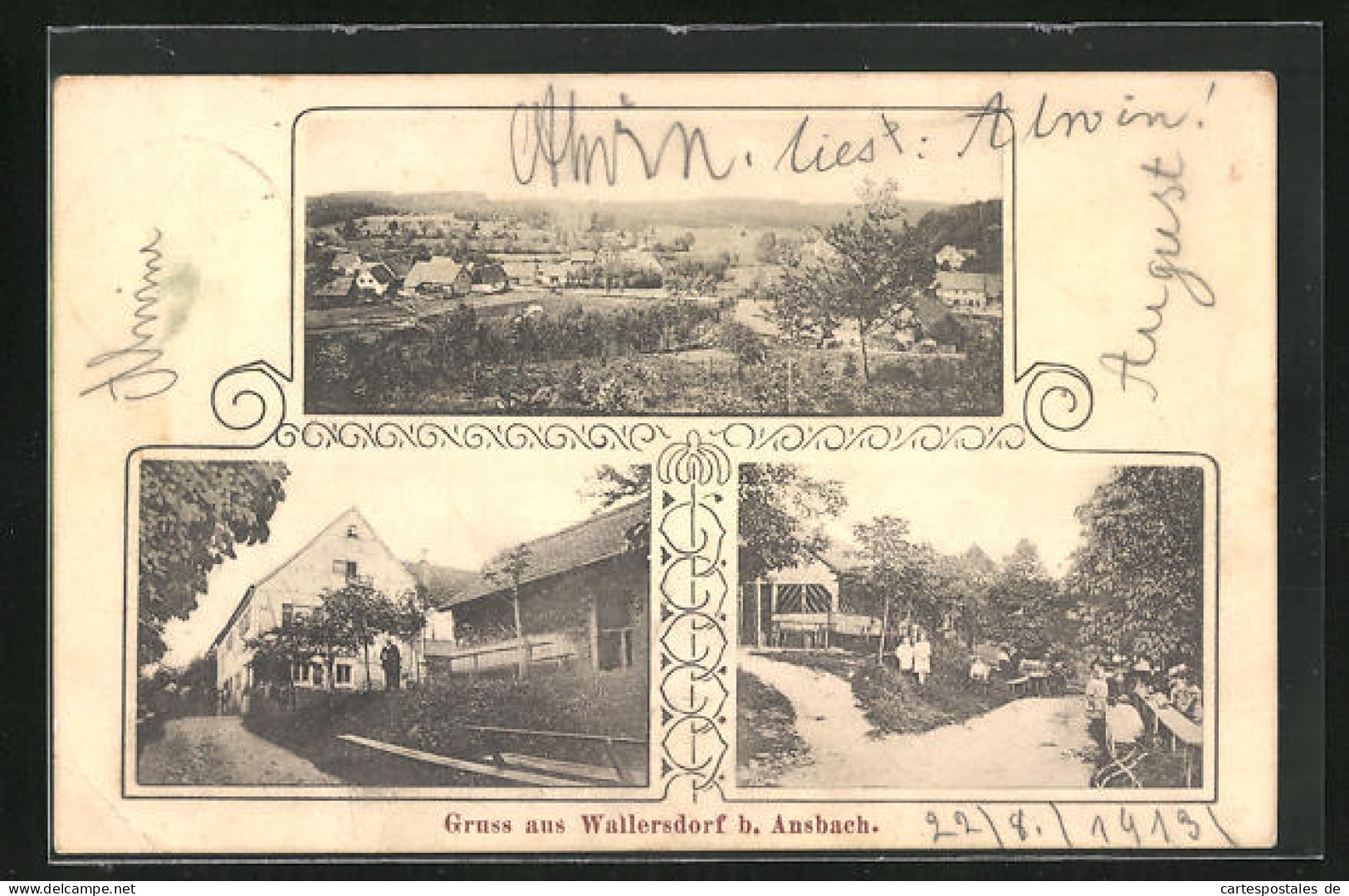 AK Wallersdorf Bei Ansbach, Gesamtanscht, Gasthaus Mit Gartenpartie  - Ansbach