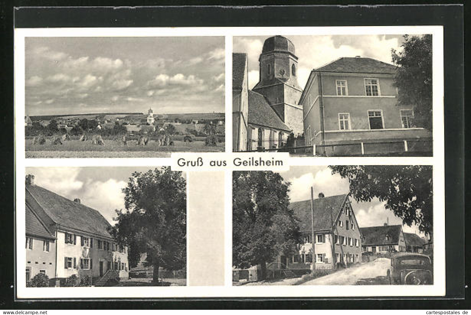AK Geilsheim, Gasthaus Und Handlung Von Karl Edelmann, Kirche  - Other & Unclassified