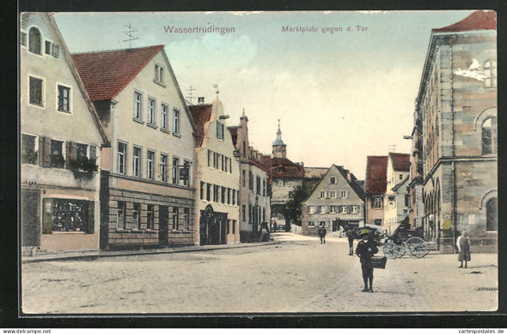 AK Wassertrüdingen, Marktplatz Gegen D. Tor Mit Geschäften  - Autres & Non Classés