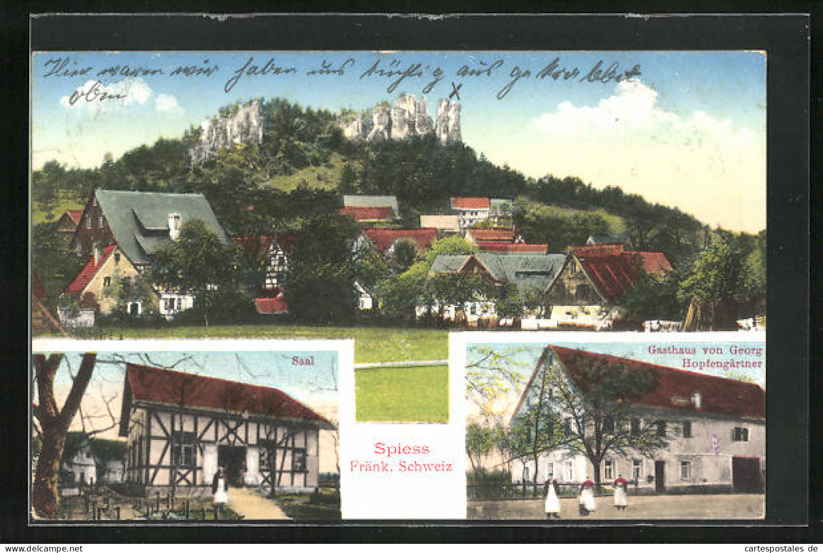 AK Spiess / Fränk. Schweiz., Gasthaus Georg Hopfengärtner, Saal, Ortspartie  - Autres & Non Classés