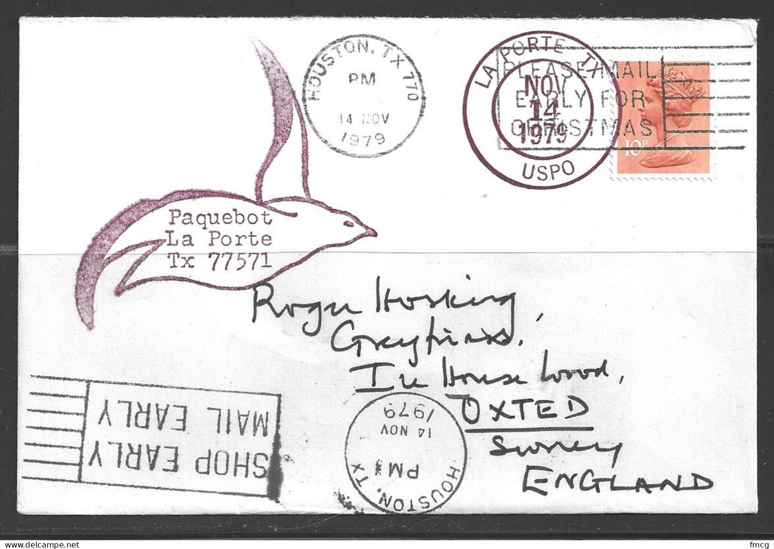 1979 Paquebot Cover, British Stamp Used In La Porte, Texas - Cartas & Documentos