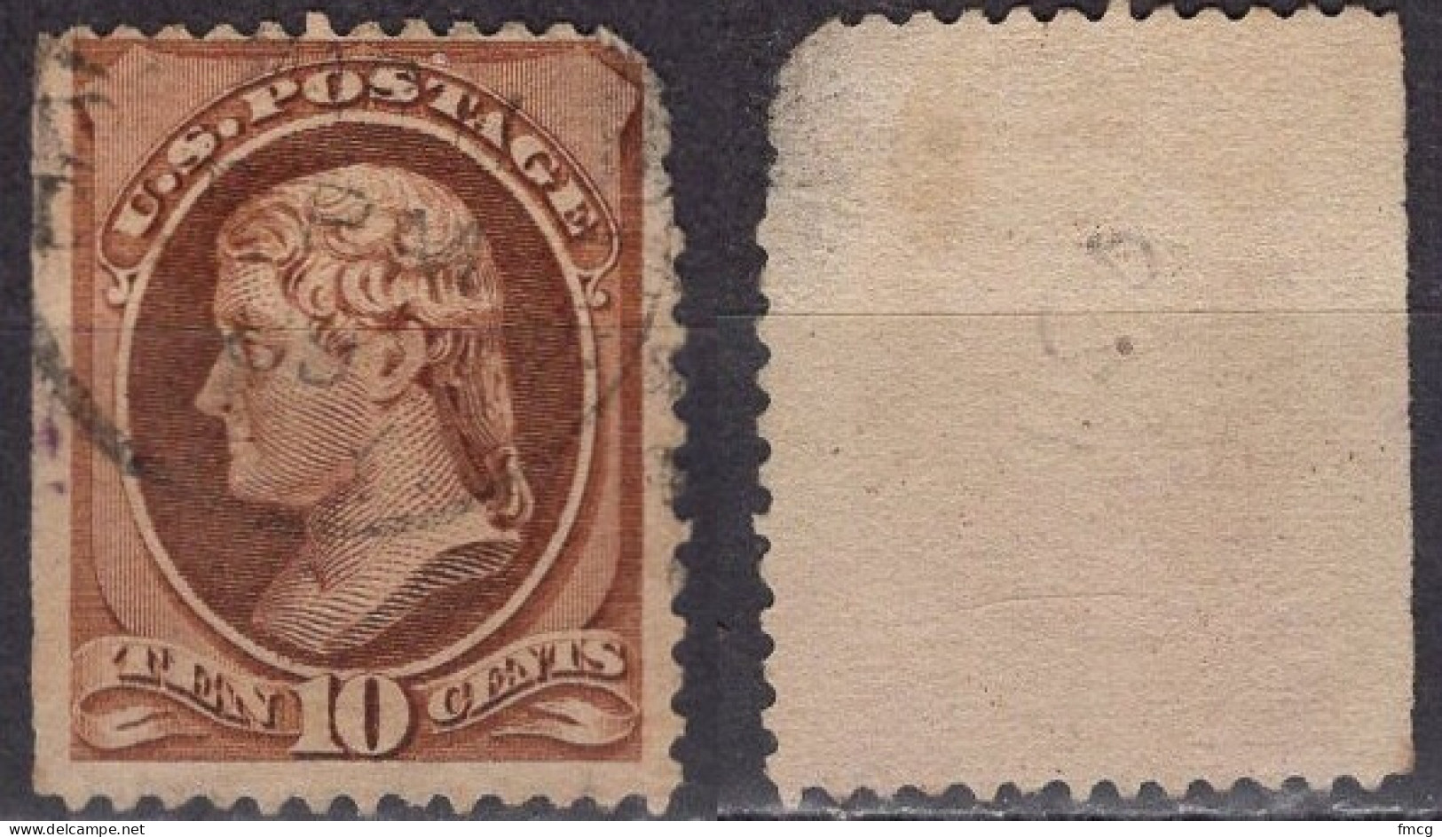 1873 10 Cents Thomas Jefferson, Used (Scott #161) - Oblitérés