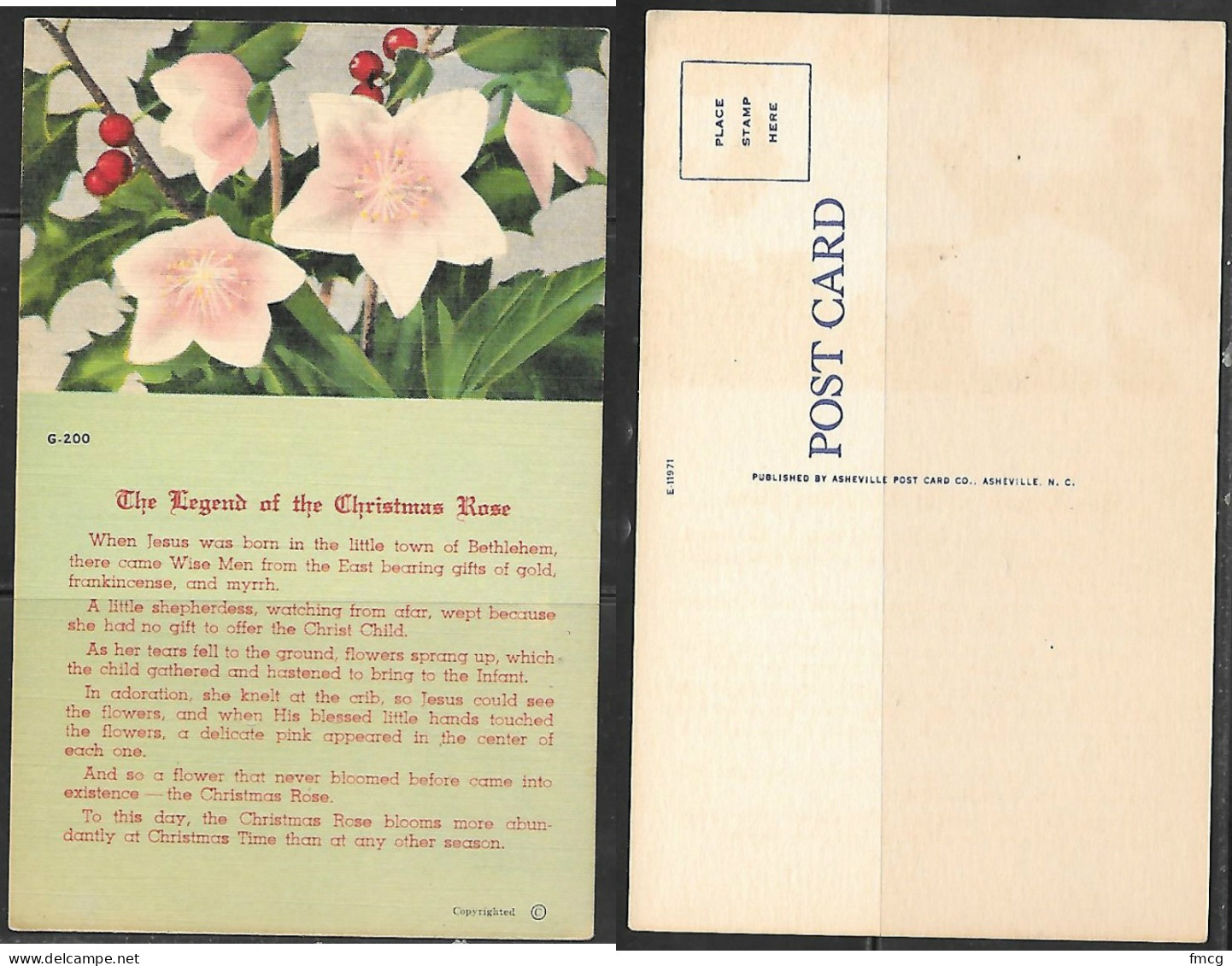 Legend Of The Christmas Rose Christian Postcard - Andere & Zonder Classificatie