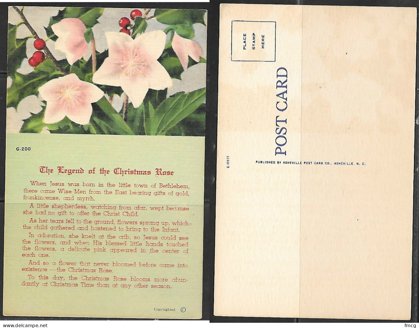 Legend Of The Christmas Rose Christian Postcard - Altri & Non Classificati