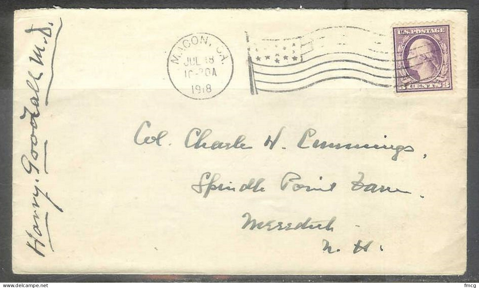 1918 Macon Georgia (Jul 18) Flag Cancel - Cartas & Documentos