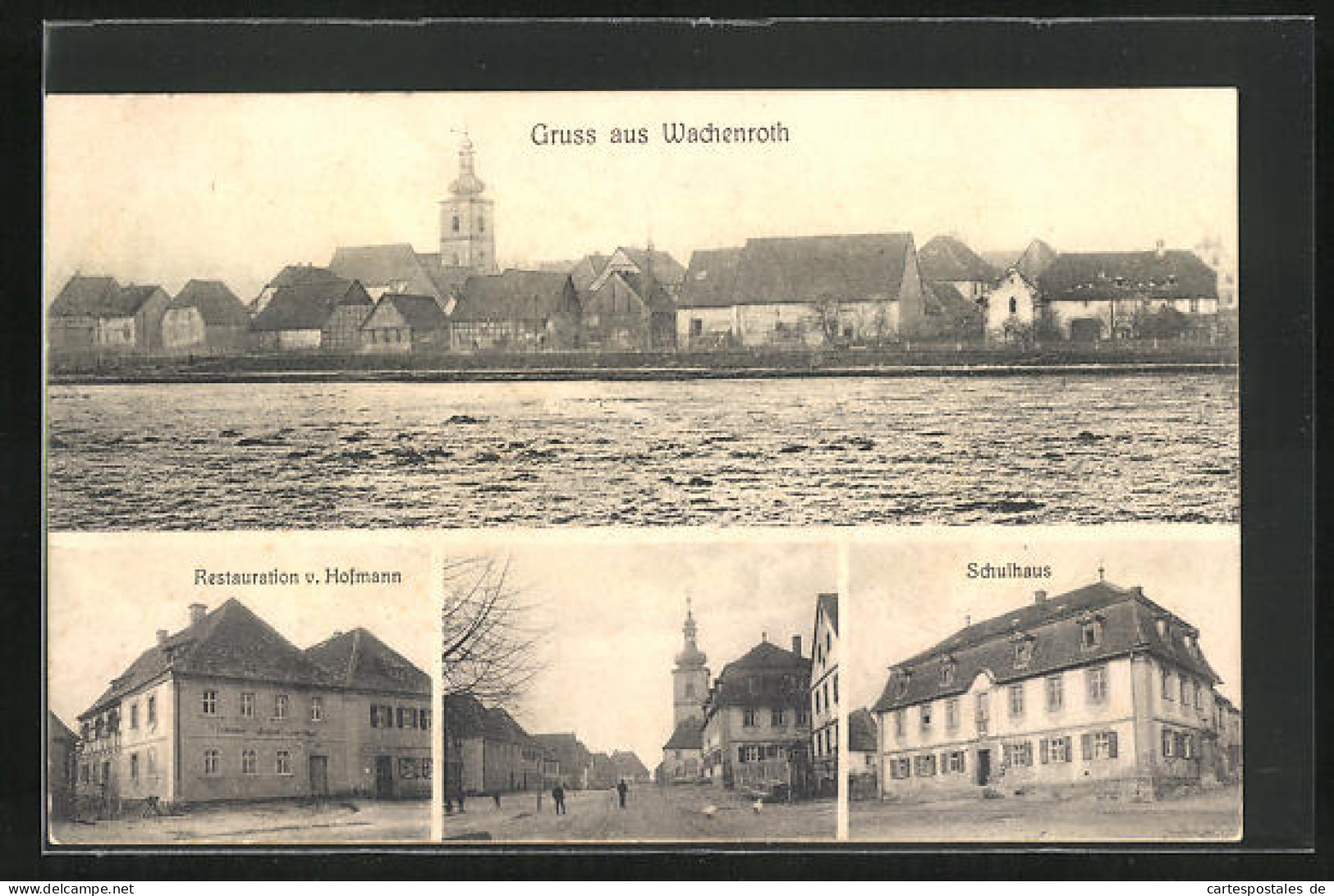 AK Wachenroth, Schulhaus, Restauration V. Hofmann, Strassenpartie  - Autres & Non Classés